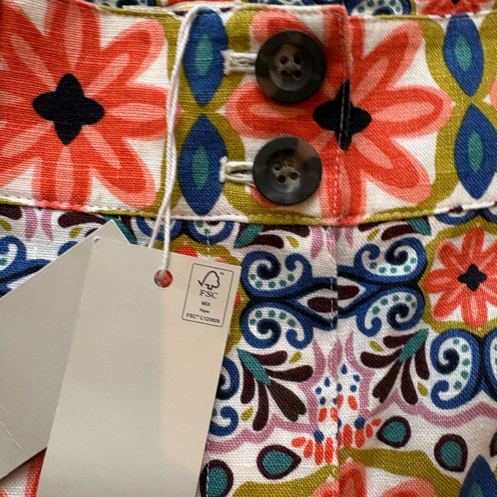 Boden linen pants NWT 8 wide leg trouser Floral Geo Multicolor, gorgeous print - Picture 10 of 14